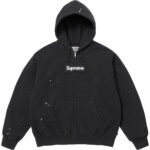 Supreme MM6 Maison Margiela Box Logo Zip Up Hooded Sweatshirt Black