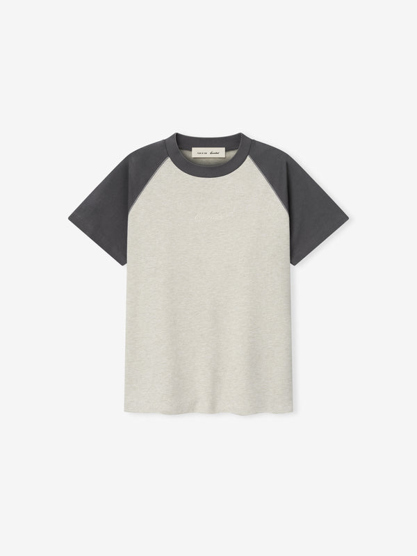 Essentials FOG Womens Signature Classic Baseball Tee Heather Stone Iron Grey - Image 2