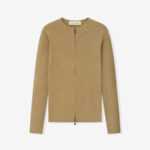 Essentials FOG Womens Signature Rib Knit Fitted Long Sleeve Zip Up Tee Dune