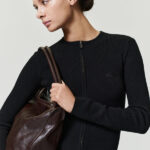 Essentials FOG Womens Signature Rib Knit Fitted Long Sleeve Zip Up Tee Vintage Black