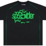 Sp5der Contrast Stitch Slub Tee Black