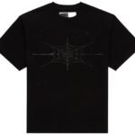 Sp5der Rhinestone Silk Tee Black